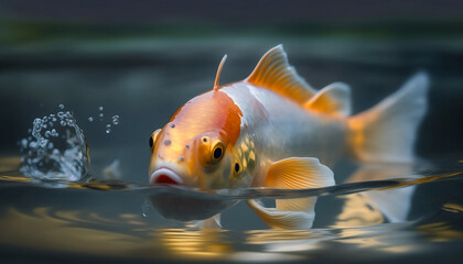 Beautiful bright goldfish underwater new quality universal colorful technology stock image illustration design, generative ai