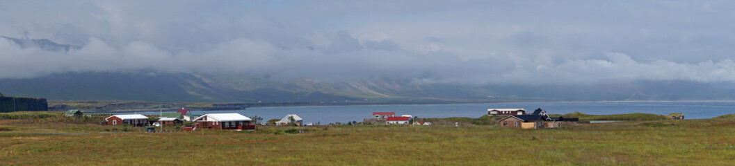 Fototapeta na wymiar Fishermen village Arnastrapi at Snaefellsnes Peninsula in Iceland - panorama