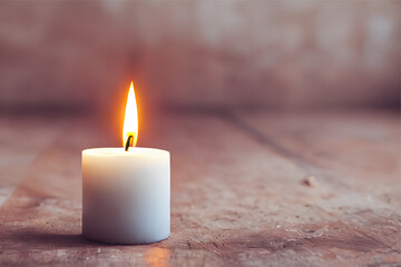 Obraz na płótnie Canvas burning candle on a wooden background