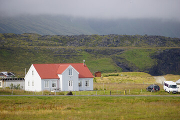 Fishermen village Arnastrapi at Snaefellsnes Peninsula in Iceland