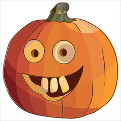 Vector jack o lantern pumpkin. Halloween pumpkin head isolated on white