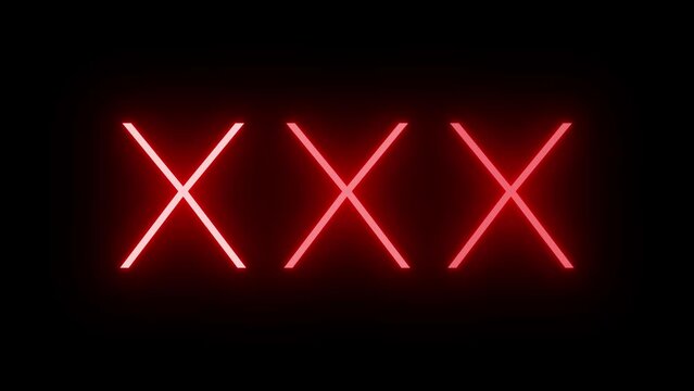 Flickering red retro neon sign glowing against a black background