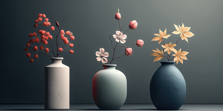 A Delicate minimalistic flower vase is displayed in an HD Windows wallpaper - generative ai.