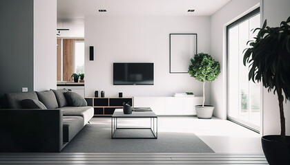 Modern living room interior, Generative AI