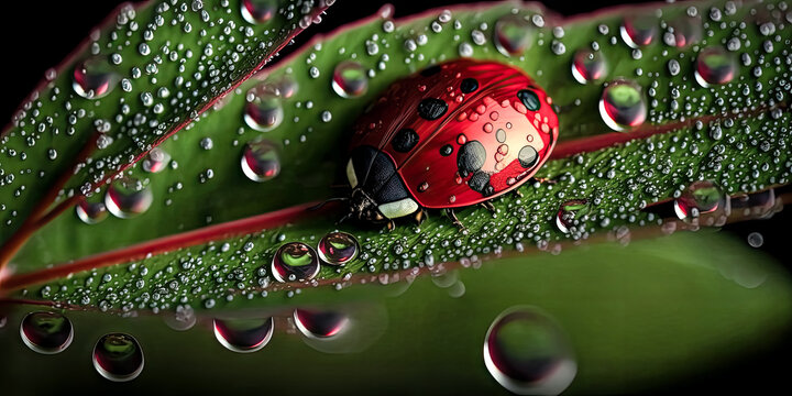 A Lady Bug in HD was captured by a nature photographer in Lens, France - generative ai.