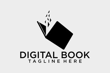tech book logo designs, pixel book logo template, online learning logo designs