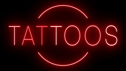 Flickering red retro neon sign glowing against a black background - Powered by Adobe