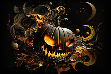 halloween background with pumpkin made with generative AI
