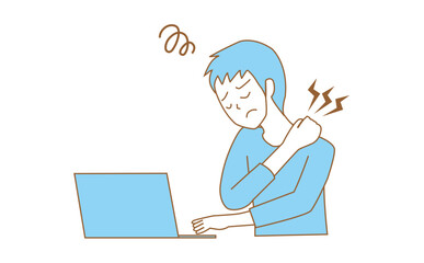 肩こり　男性　リモートワーク　社会人　肩の痛み