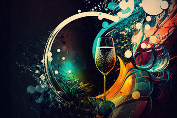 abstract background with champagne for New Years Promotion made with generative AI