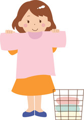 洗濯物を干す女性