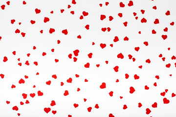 Red hearts on white background. Concept love , Valentine day