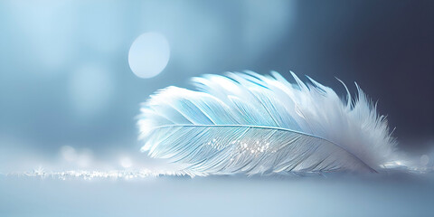 Dreamlike abstract sparkling blue feather background. Created with Generative AI.	