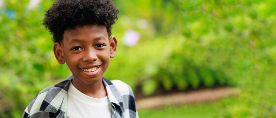 portrait of smiling young african black boy. Little african american child boy