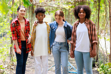Happy Multi-Cultural Children teenage. Group portrait diverse teenage boy and girls - Powered by Adobe