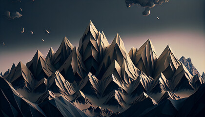 Spiky Mountain with Jagged Peaks Generative AI
