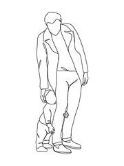 Continuous one line drawing of father with baby.