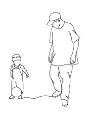Continuous one line drawing of father with baby.