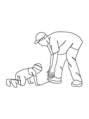 Continuous one line drawing of father with baby.