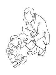 Continuous one line drawing of father with baby.