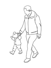 Continuous one line drawing of father with baby.
