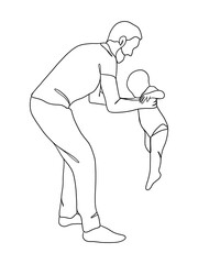 Continuous one line drawing of father with baby.