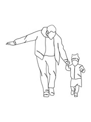 Continuous one line drawing of father with baby.