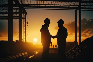 Silhouette of construction workers, made with generated ai