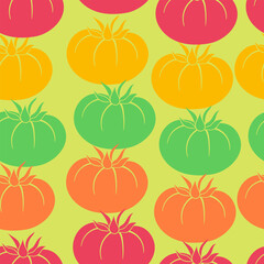 Tomatoes different colors repeating pattern in retro style