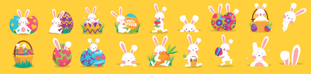 Fototapeta premium Easter rabbit, easter Bunny. Vector illustration.