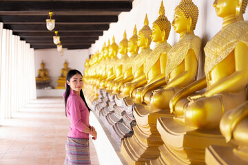 Female, asia dress, traditional thai dress in Ayutthaya 