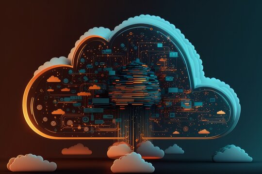 Revolutionizing Business Operations with Cloud Computing Technology: A Digital Illustration, Generative AI.