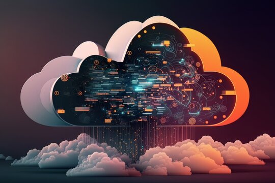 Revolutionizing Business Operations with Cloud Computing Technology: A Digital Illustration, Generative AI.