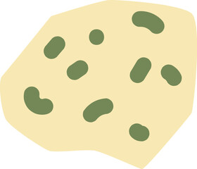 Piece of gorgonzola cheese flat illustration Ingredient for pizza