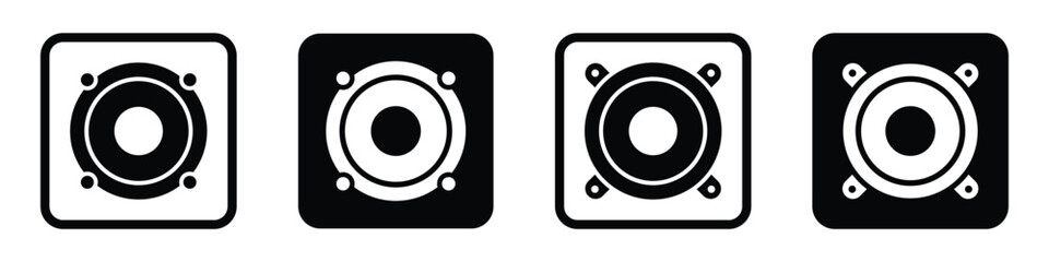 Music speaker icon. Loud woofer box icon, vector illustration