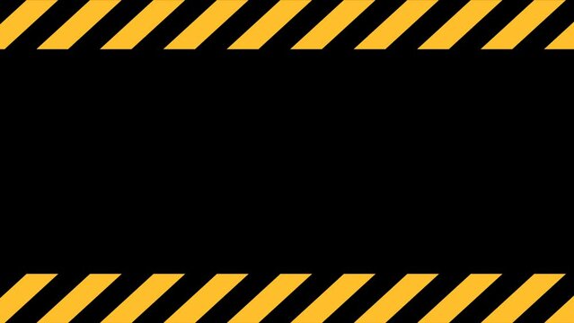 Yellow and black warning sign animation. Motion graphics and digital