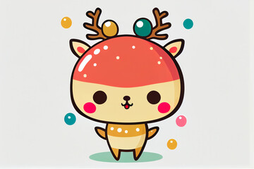 Kawaii christmas deer vivid colors.