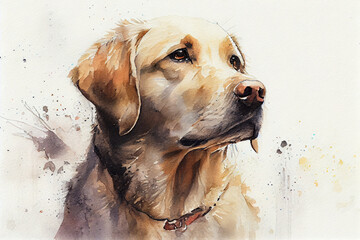 Dog drawing with bit of watercolour. generative ai