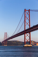 Red large bridge and blue sky