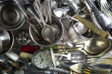 Silverware on an old background.