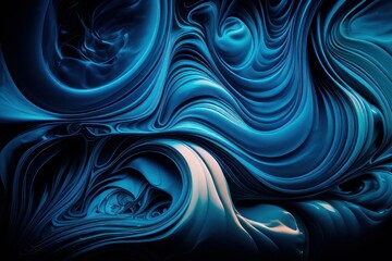 Blue abstract background with waves and fractals elements,, generative ai