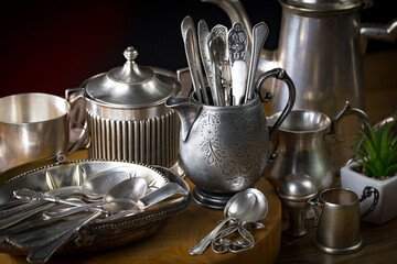 Silverware on an old background.