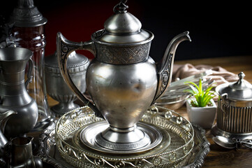 Silverware on an old background.