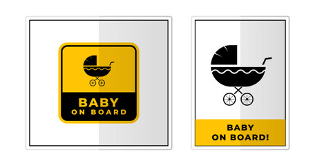 Baby on Board Sign Label Symbol Icon Vector Illustration
