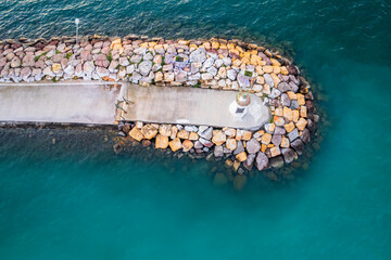 Harbor lighthouse taken by drone