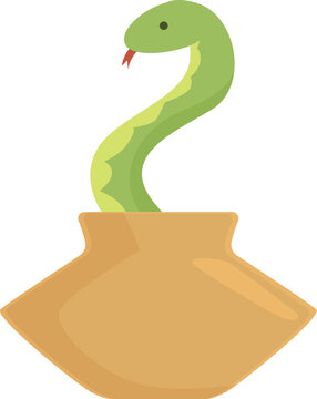 Travel snake basket icon cartoon vector. Indian cobra. Fakir person
