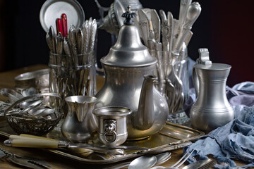 Silverware on an old background.