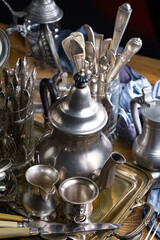 Silverware on an old background.