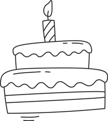 Birthday cake linear design element Holiday food