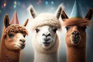 Festivities Featuring Adorable Alpacas or Llamas. Generative AI